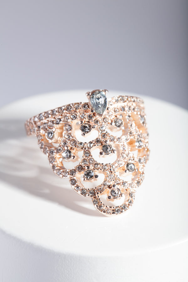 Rose Gold Diamante Chandelier Ring