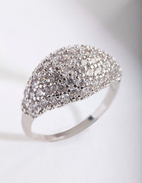 Silver Cubic Zirconia Pave Dome Ring - link has visual effect only