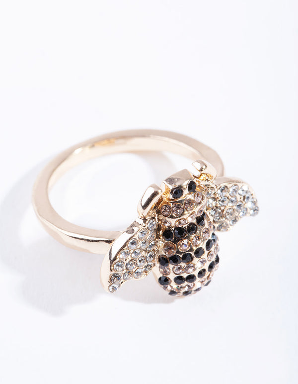 Gold Diamante Bumblebee Ring