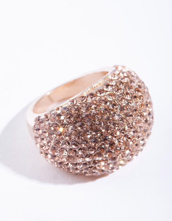 Rose Gold Giant Pave Dome Ring