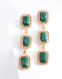 Green Triple Stone Drop Earrings - link has visual effect only