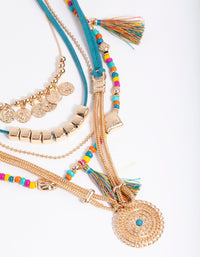 Gold Blue Bohemian Layered Necklace - link has visual effect only