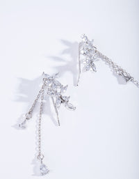 Silver Cubic Zirconia Mini Flower Crawler Earrings - link has visual effect only