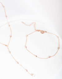 Rose Gold Mini Pearl Choker & Y-Necklace Pack - link has visual effect only