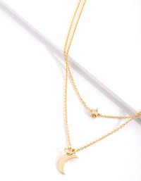 Gold Plated Sterling Silver Moon & Star Double Layer Necklace - link has visual effect only