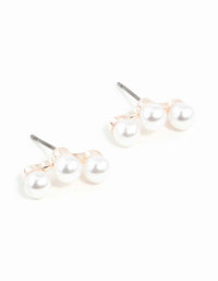 Rose Gold Pearl Crawler Stud Earrings - link has visual effect only