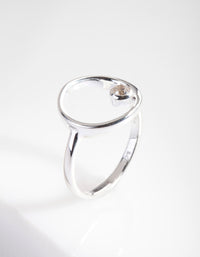 Sterling Silver Open Circle Diamante Ring - link has visual effect only