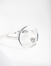 Sterling Silver Open Circle Diamante Ring - link has visual effect only