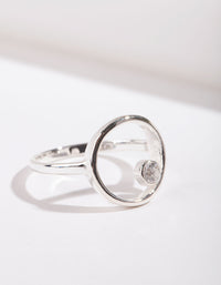 Sterling Silver Open Circle Diamante Ring - link has visual effect only