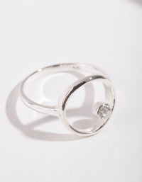 Sterling Silver Open Circle Diamante Ring - link has visual effect only