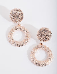 Rose Gold Mini Textured Round Earrings - link has visual effect only