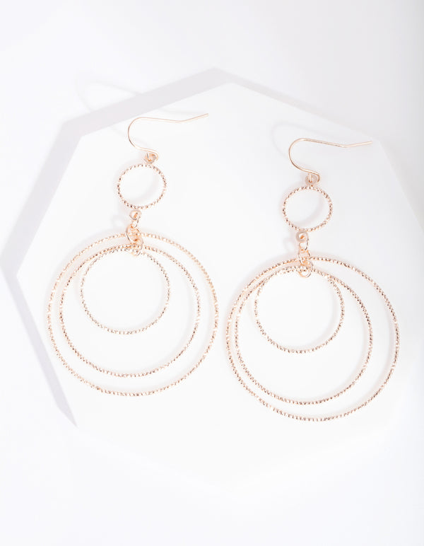 Rose Gold Diacut Circle Drop Earrings