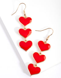 Gold Triple Enamel Heart Earring - link has visual effect only