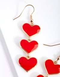 Gold Triple Enamel Heart Earring - link has visual effect only