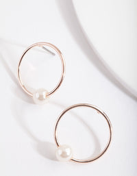 Rose Gold Pearl Open Circle Stud Earrings - link has visual effect only