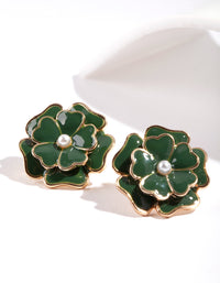 Gold Pearl Flower Earrings - link has visual effect only