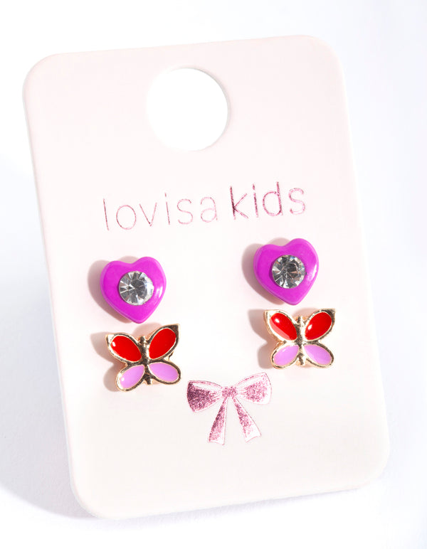 Kids Pink Butterfly Earring Pack