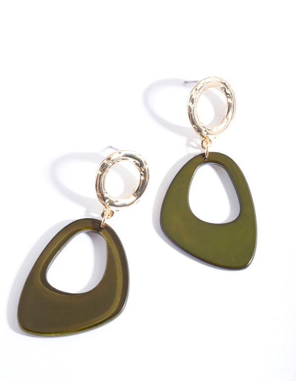 Green Organic Drop Earrings