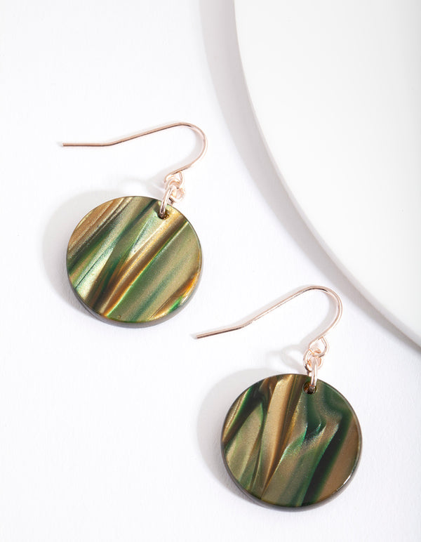 Rose Gold Green Acrylic Earrings