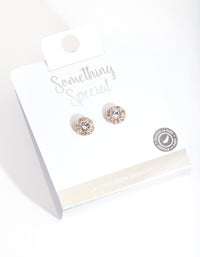 Rose Gold Diamond Simulant Crystal Stud Earrings - link has visual effect only