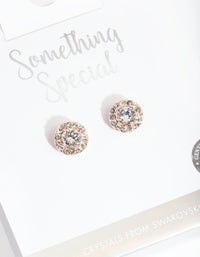 Rose Gold Diamond Simulant Crystal Stud Earrings - link has visual effect only