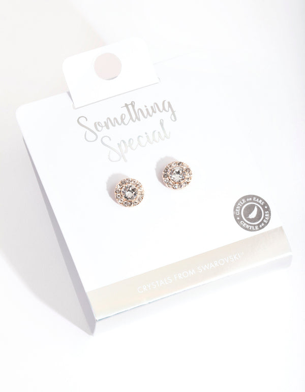 Rose Gold Diamond Simulant Crystal Stud Earrings