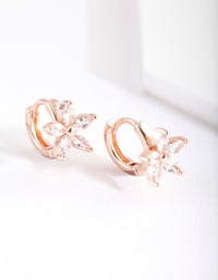 Rose Gold Crystal Flower Huggie Earrings - link has visual effect only