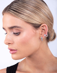 Silver Cubic Zirconia Stone Huggie Earrings - link has visual effect only