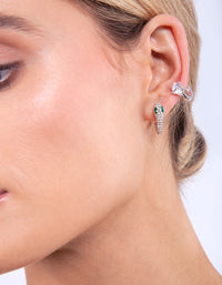 Silver Cubic Zirconia Stone Huggie Earrings - link has visual effect only