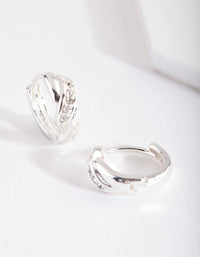 Silver Twister Diamante Huggie Earrings - link has visual effect only