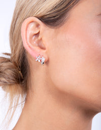 Silver Twister Diamante Huggie Earrings - link has visual effect only