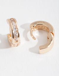 Gold Diamante Set Huggie Earrings - link has visual effect only