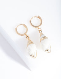 Gold Conch Shell Huggie Earrings - link has visual effect only