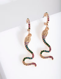 Gold Diamante Snake Huggie Earrings - link has visual effect only