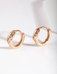 Gold Twisted Diamante Huggie Earrings - link has visual effect only