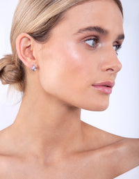 Silver Mixed Petal Huggie Earrings - link has visual effect only