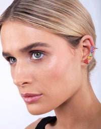 Gold Rainbow Diamante Triangle Cuff Earrings - link has visual effect only