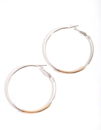 Mixed Metal Bar Hoop Earrings - link has visual effect only