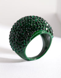 Green Coated Metal Pave Diamante Dome Ring - link has visual effect only