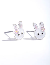 Silver Cute Bunny Stud Earrings - link has visual effect only