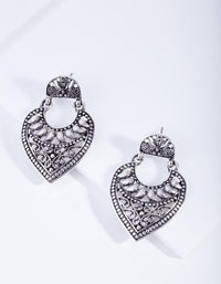 Antique Silver Etched Teardrop Earrings - link has visual effect only