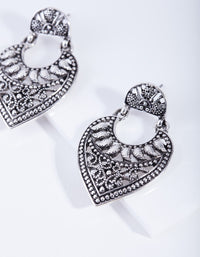 Antique Silver Etched Teardrop Earrings - link has visual effect only