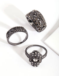 Gunmetal Diamante Vintage Ring Pack - link has visual effect only