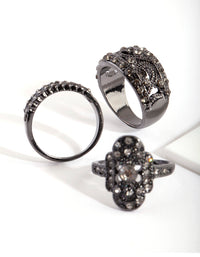 Gunmetal Diamante Vintage Ring Pack - link has visual effect only