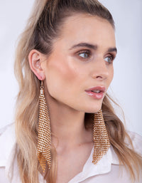 Gold Extra Large Diamante Mesh Drop Earrings - link has visual effect only