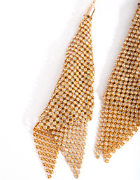 Gold Extra Large Diamante Mesh Drop Earrings - link has visual effect only