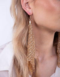 Gold Extra Large Diamante Mesh Drop Earrings - link has visual effect only