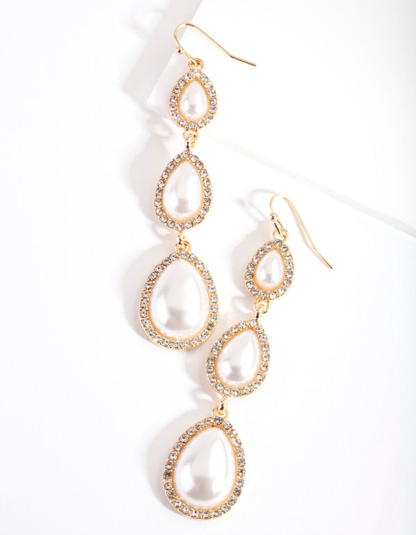 Gold Graduated Pearl Earrings