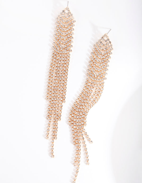 Gold Diamante Cupchain Earrings