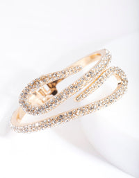 Gold Embellished Stone Swirl Clamp Bracelet - link has visual effect only